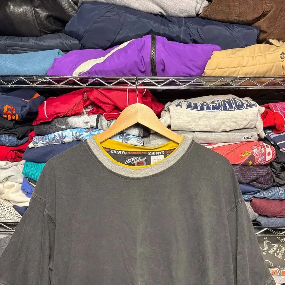 Vintage 212 NYC Tanglewood Corp Triple Layered T-Shirt Size L Faded Black - Picture 2 of 8